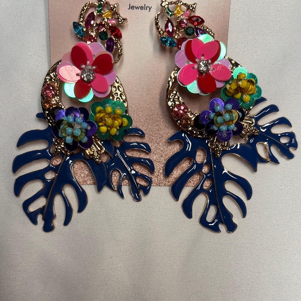 Floral Multicolor Statement Earrings